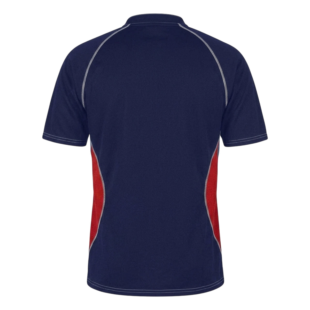 Navy-Red - Back - Gilbert Mens Contrast Panel Regular Raglan Rugby Shirt