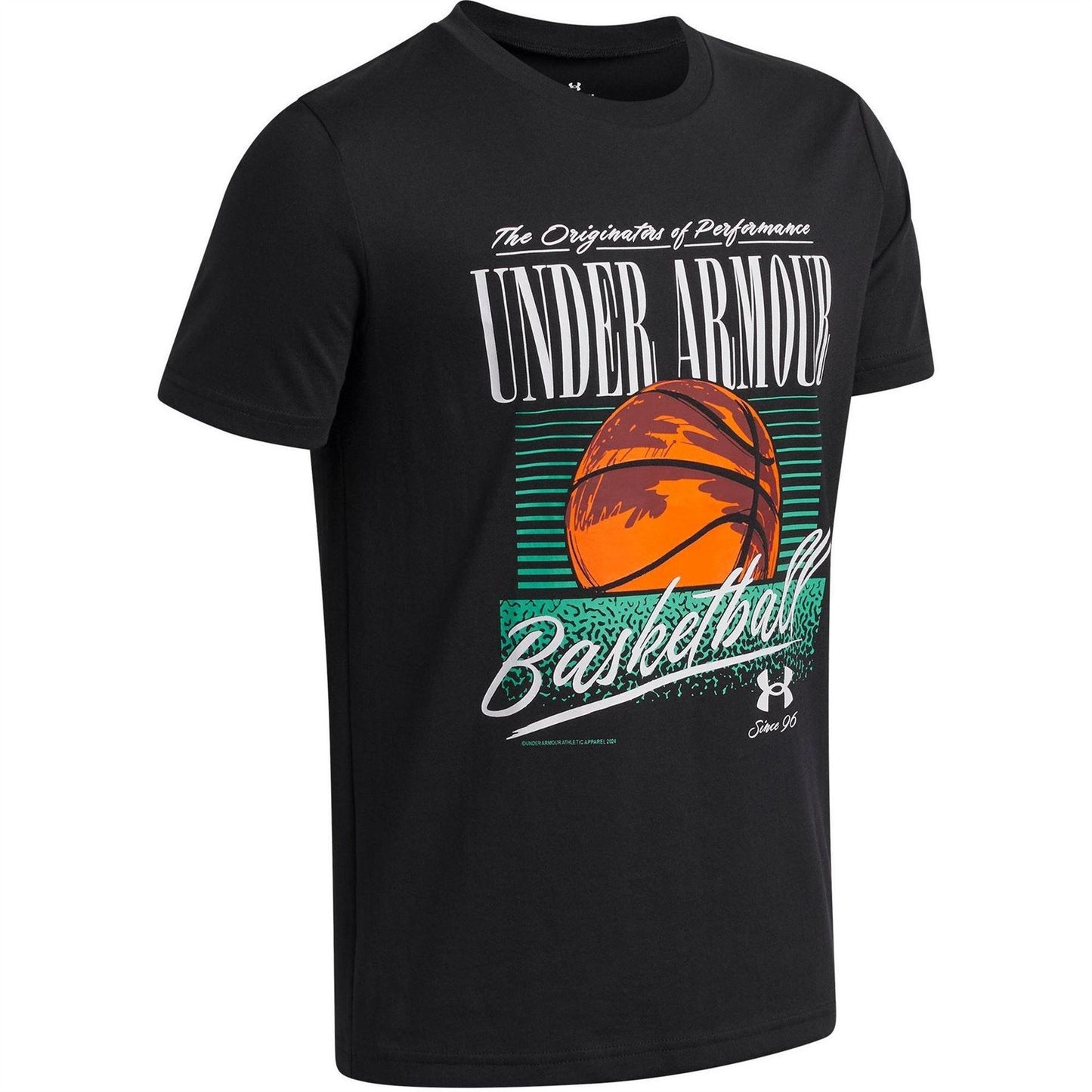 Black-White - Side - Under Armour Childrens-Kids Basketball Relaxed Fit T-Shirt