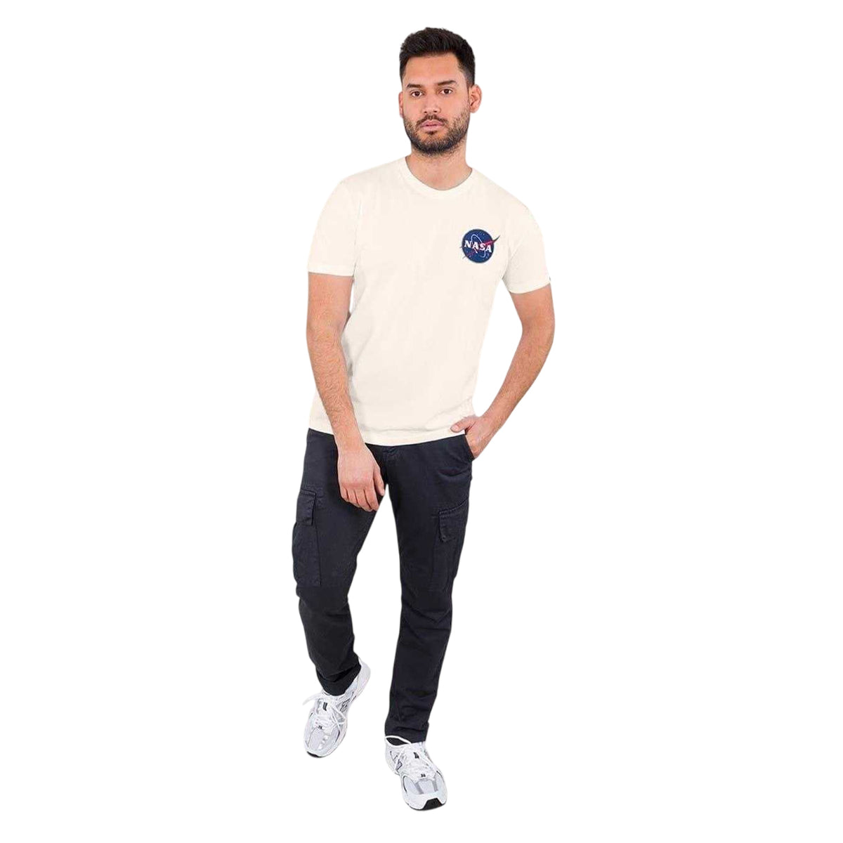 White - Side - NASA Mens Alpha Industries Shuttle Regular T-Shirt