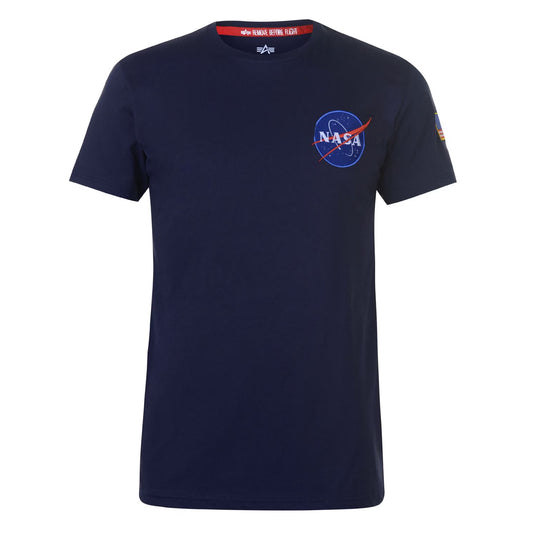 Navy Blue - Front - NASA Mens Alpha Industries Shuttle Regular T-Shirt