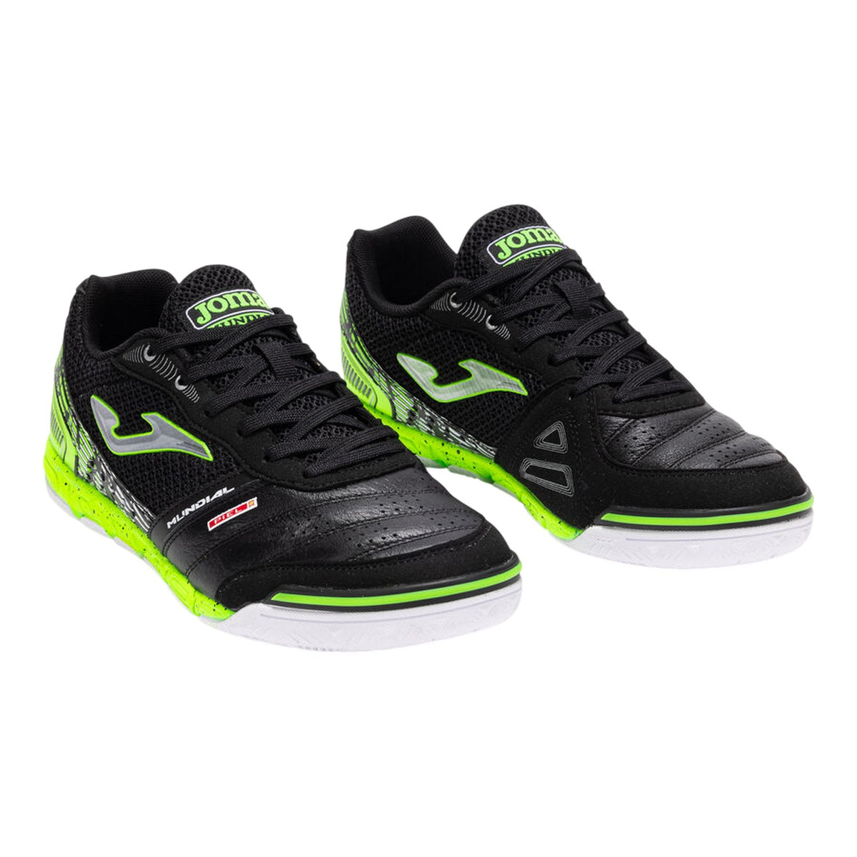 Black-Yellow - Pack Shot - Joma Mens Mundial Leather Indoor Football Trainers