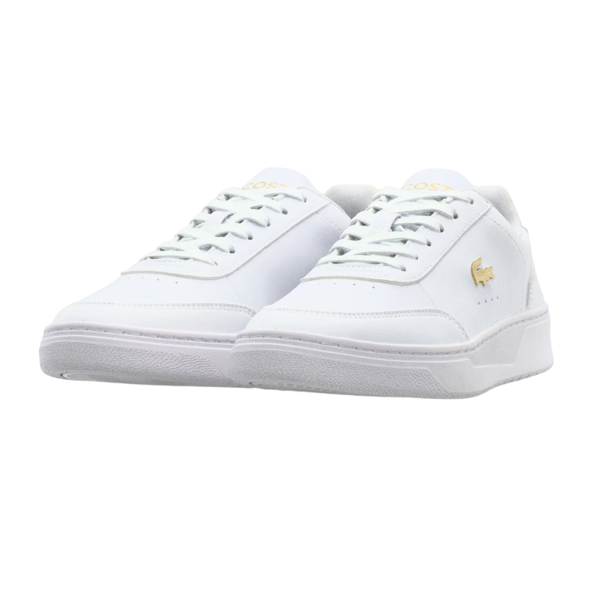 White-Gold - Pack Shot - Lacoste Womens-Ladies Court Pro Trainers