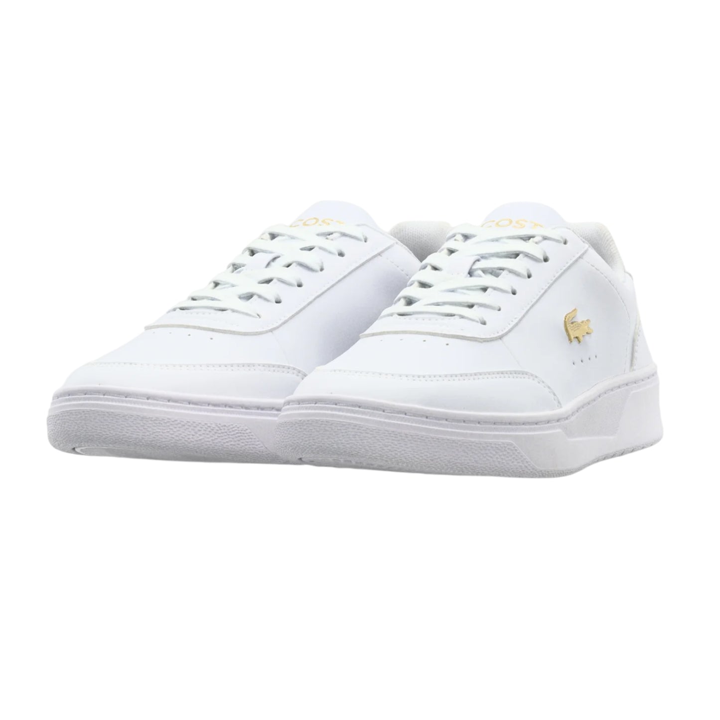 White-Gold - Pack Shot - Lacoste Womens-Ladies Court Pro Trainers