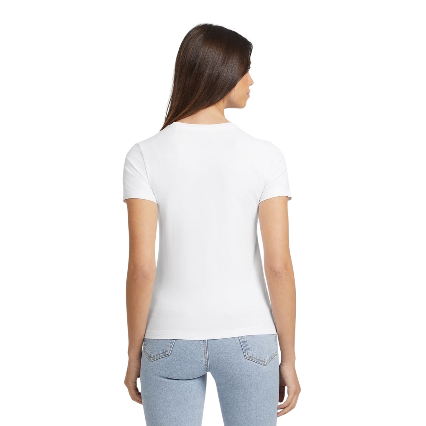 Pure White - Back - Guess Womens-Ladies GJ American Graphic Print Cropped Fitted T-Shirt
