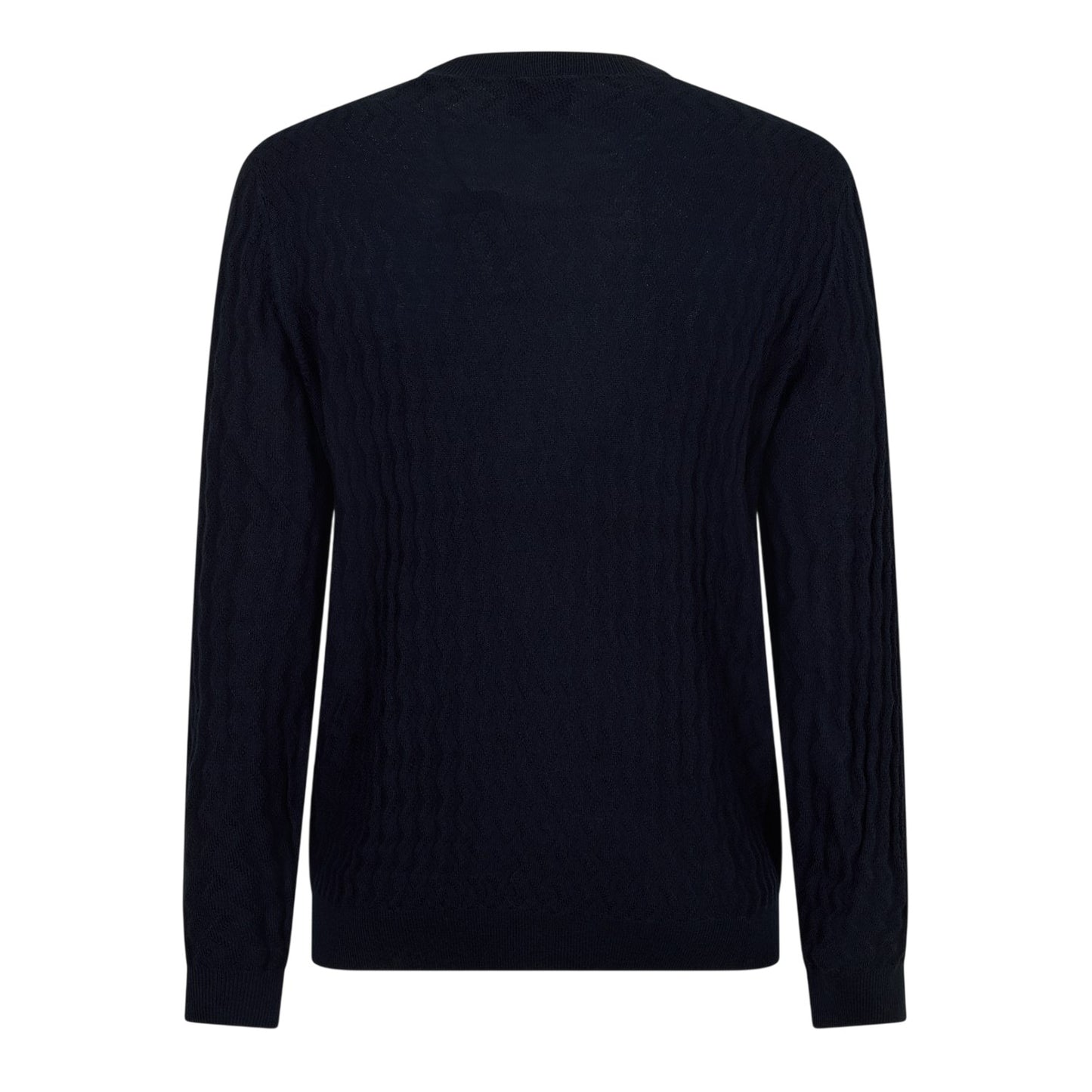 Navy - Back - Armani Exchange Mens Textured Knit Pullover