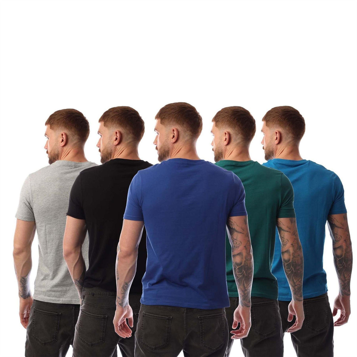 Multicoloured - Back - Nicce Mens Mexbo Plain Crew Neck Slim T-Shirt (Pack of 5)