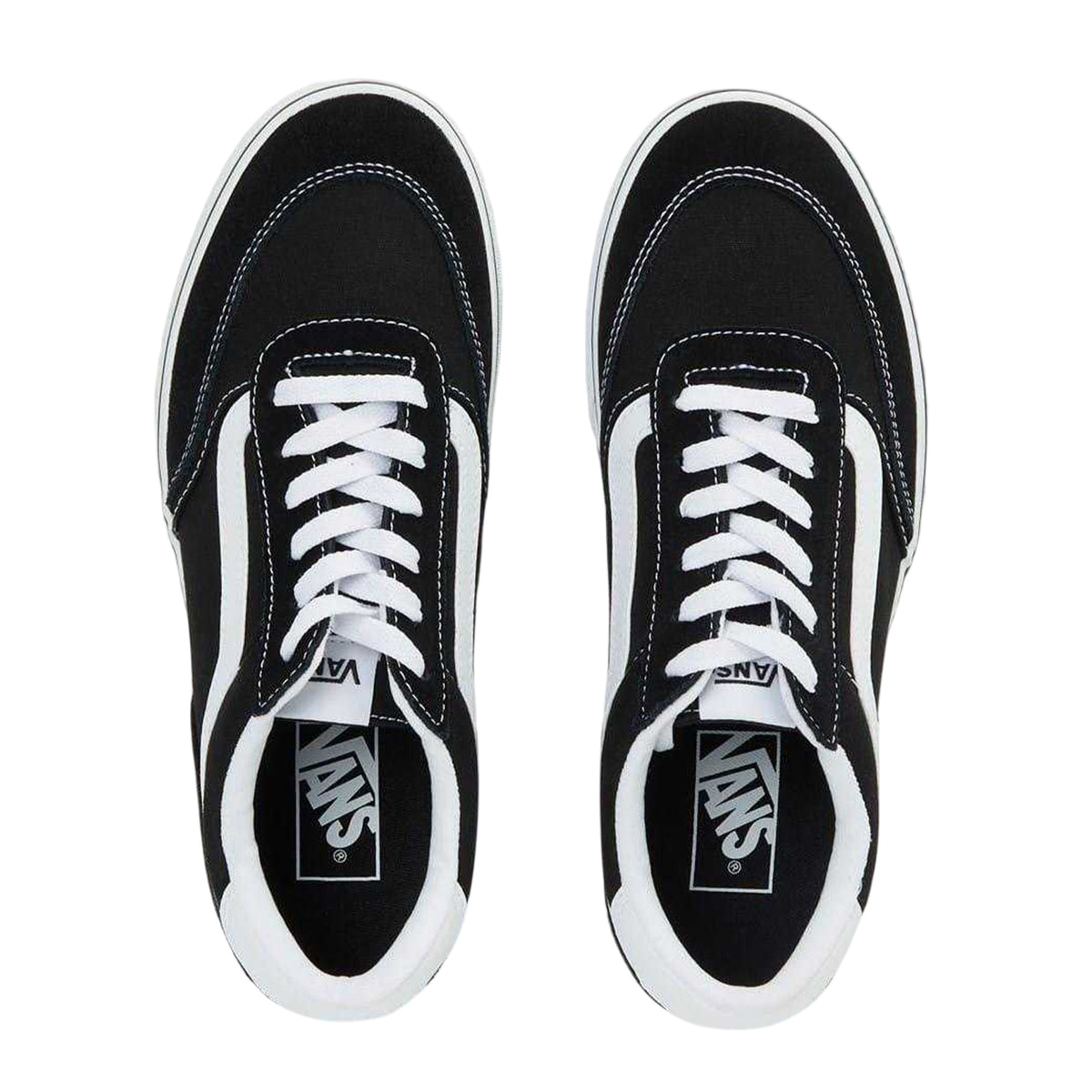 Black-White - Side - Vans Womens-Ladies Brooklyn Platform Trainers