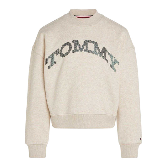 Oat Cream - Front - Tommy Hilfiger Childrens-Kids Foil Crew Neck Sweatshirt