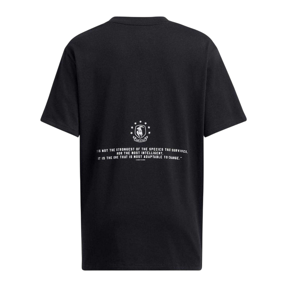 Black - Back - Under Armour Womens-Ladies Project Rock Text Loose Fit T-Shirt