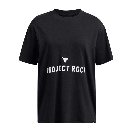 Black - Front - Under Armour Womens-Ladies Project Rock Text Loose Fit T-Shirt