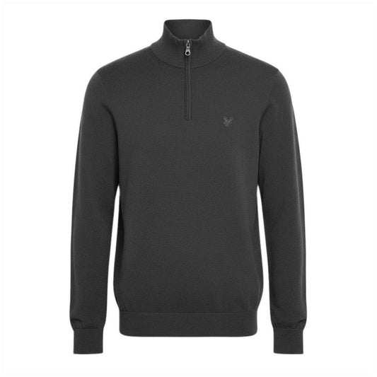 Grey - Front - Lyle & Scott Mens Eagle Merino Wool Quarter Zip Jumper