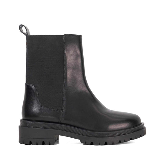 Black - Front - Dune London Womens-Ladies Leather Chunky Sole Chelsea Boots
