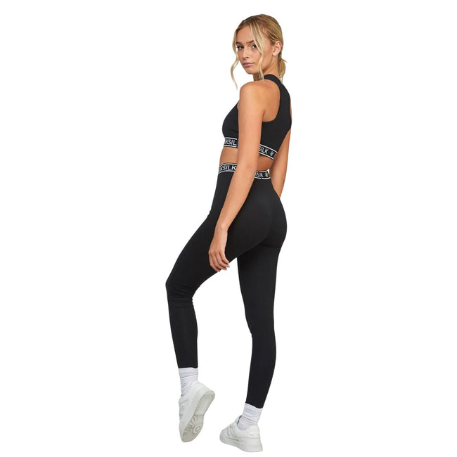 Black - Back - SikSilk Womens-Ladies Essential Tape Sports Bra