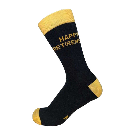 Black-Yellow - Front - Star Mens Contrast Retirement Crew Socks