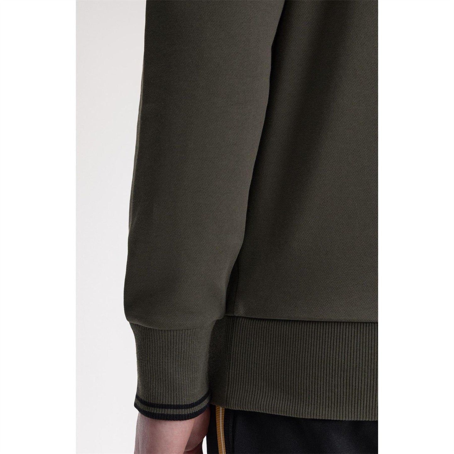 Field Green - Pack Shot - Fred Perry Mens Logo Half Zip Sweatshirt