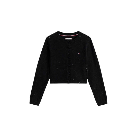 Black - Front - Tommy Hilfiger Girls Ribbed Button Sweatshirt