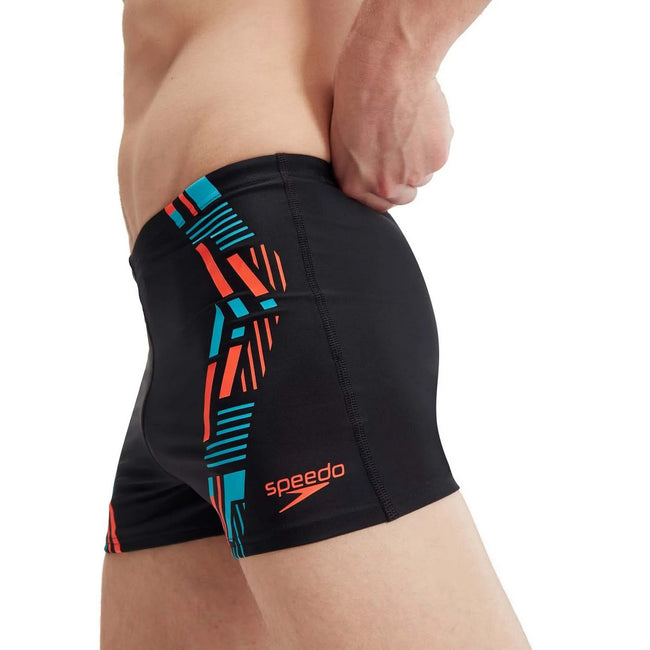 Black-Orange - Pack Shot - Speedo Mens Tech Swim Shorts