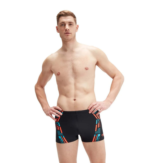 Black-Orange - Close up - Speedo Mens Tech Swim Shorts