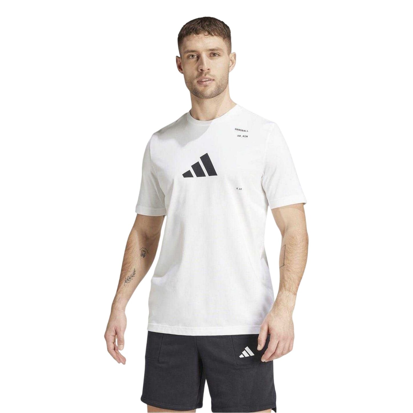 White - Side - Adidas Mens Handball T-Shirt