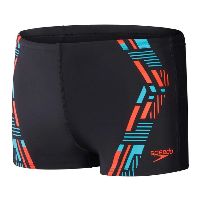 Black-Orange - Front - Speedo Mens Tech Swim Shorts
