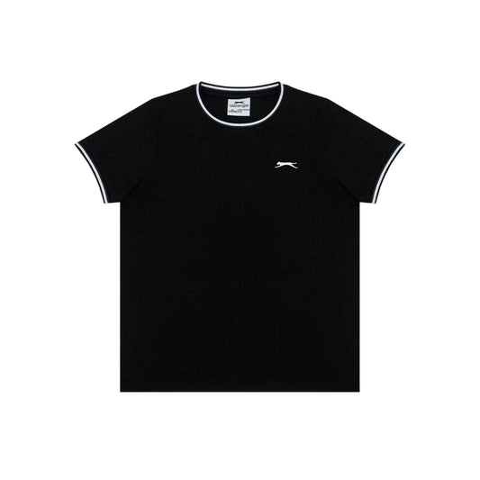 Black - Front - Slazenger Childrens-Kids Tipped Crew Neck T-Shirt