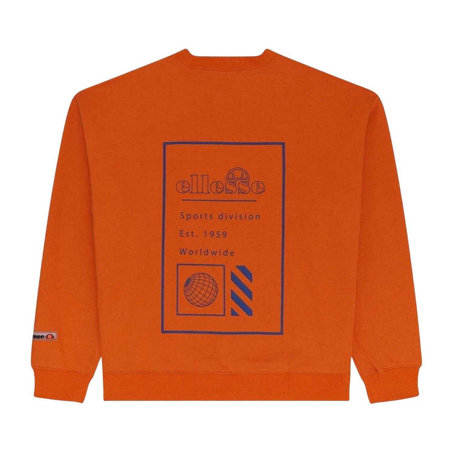 Orange - Back - Ellesse Mens Logo Ribbed Collar Long-Sleeved Sweatshirt