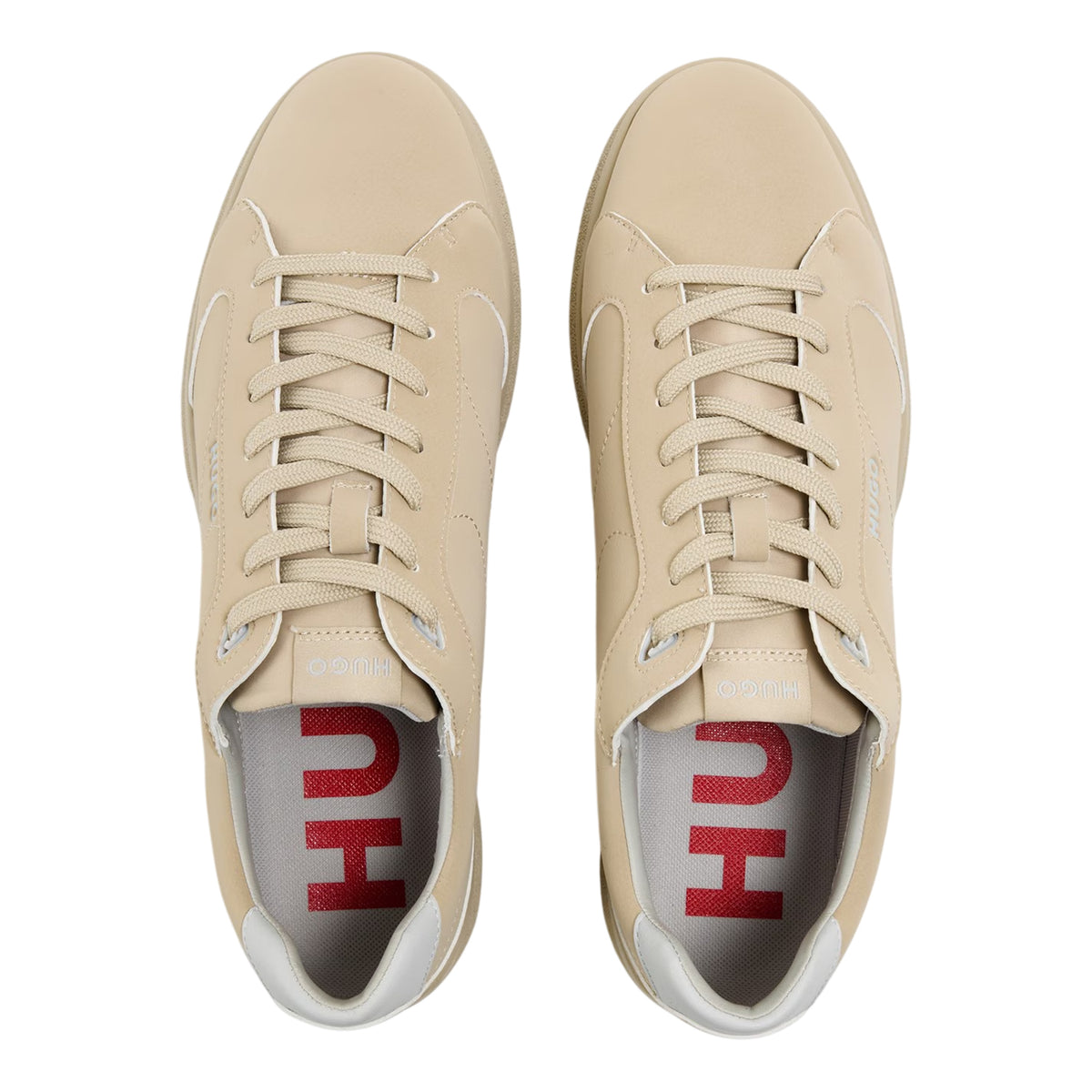 Medium Beige - Side - Hugo Mens Suede Trainers