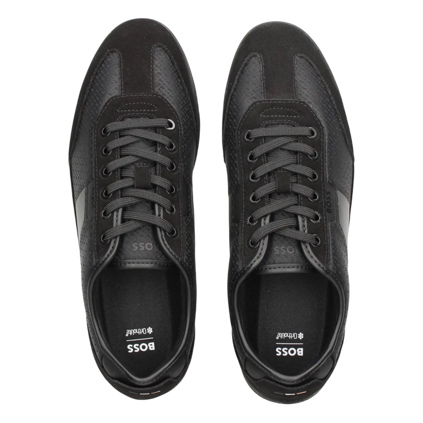 Black - Side - Boss Mens Suede Trainers