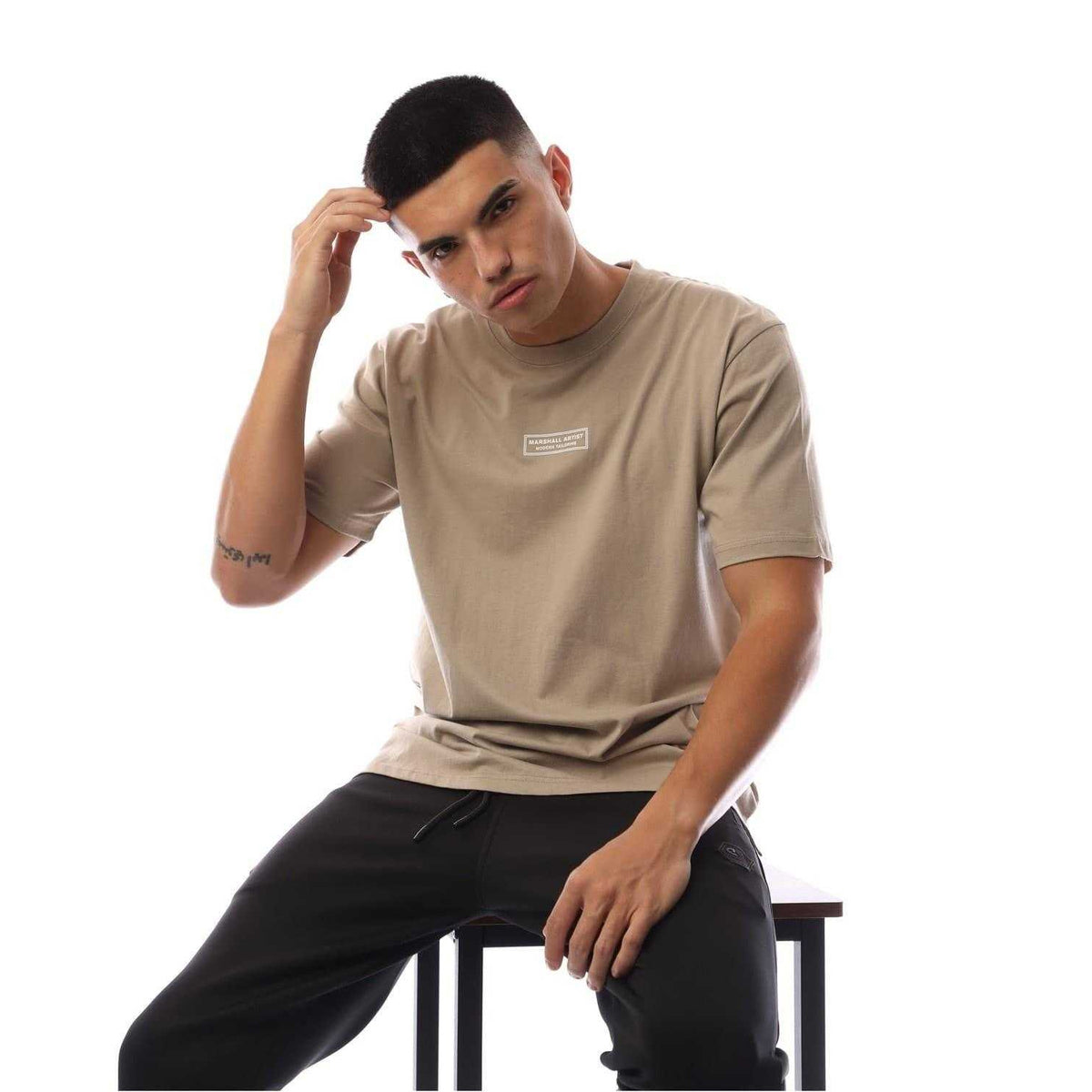 Stone - Side - Marshall Artist Mens Logo Crew Neck T-Shirt