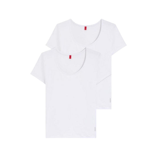 White - Front - Hugo Womens-Ladies Stretch T-Shirt (Pack of 2)