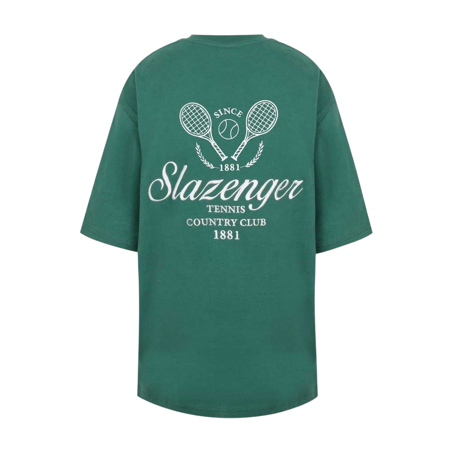 Green - Back - Slazenger Womens-Ladies Embroidered Oversized Tennis T-Shirt