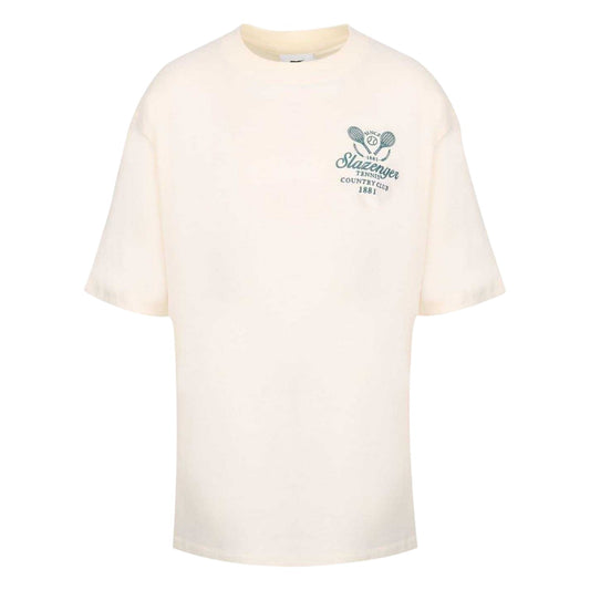 White - Front - Slazenger Womens-Ladies Embroidered Oversized Tennis T-Shirt