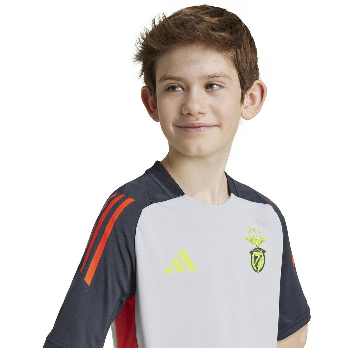 Light Grey Solid - Pack Shot - Adidas Childrens-Kids SL Benfica Training Jersey