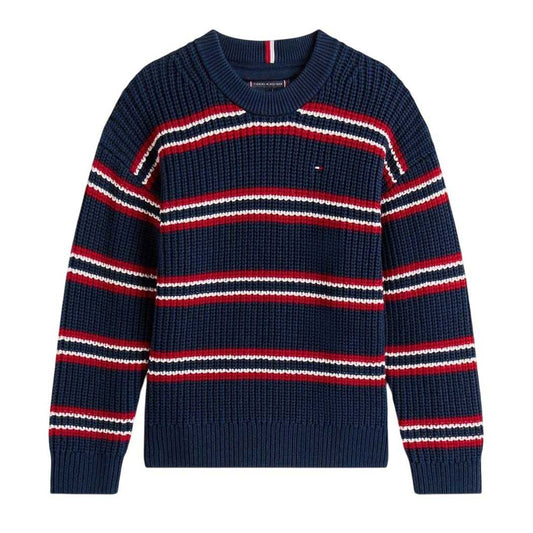 Navy-Multicoloured - Front - Tommy Hilfiger Childrens-Kids Knitted Sweater Top