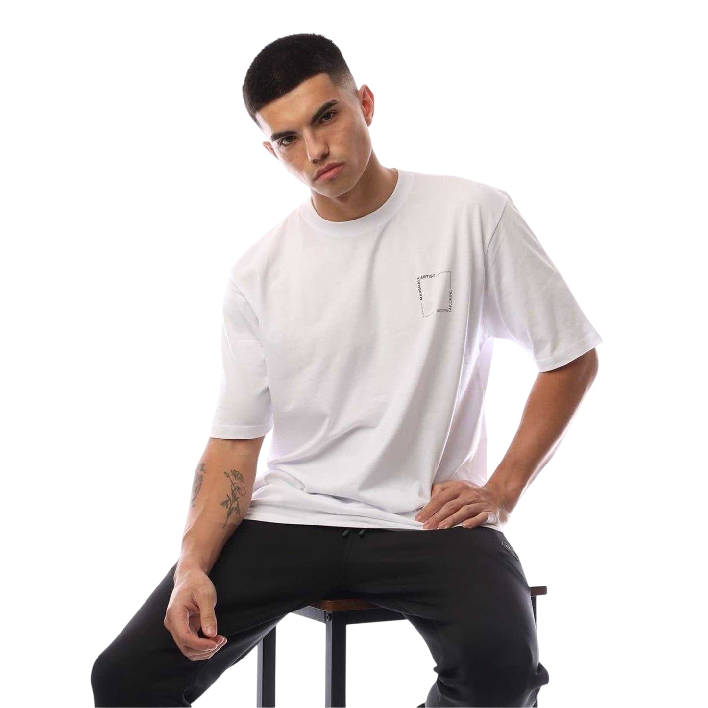 White - Side - Marshall Artist Mens Chevron Logo T-Shirt