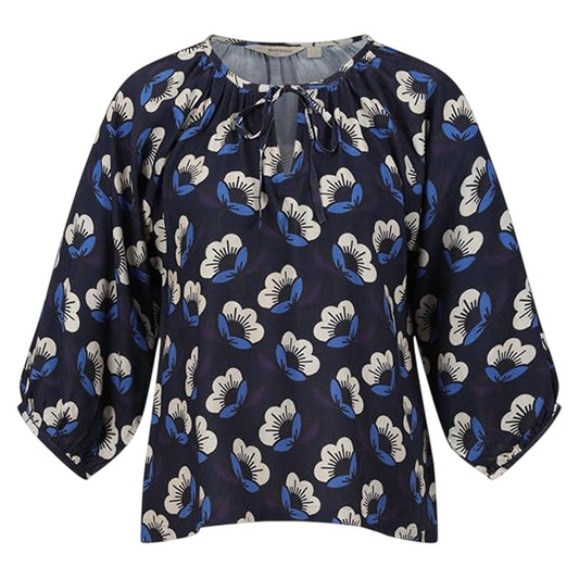 Navy Floral - Front - Regatta Womens-Ladies Peasant Balloon Sleeve Blouse
