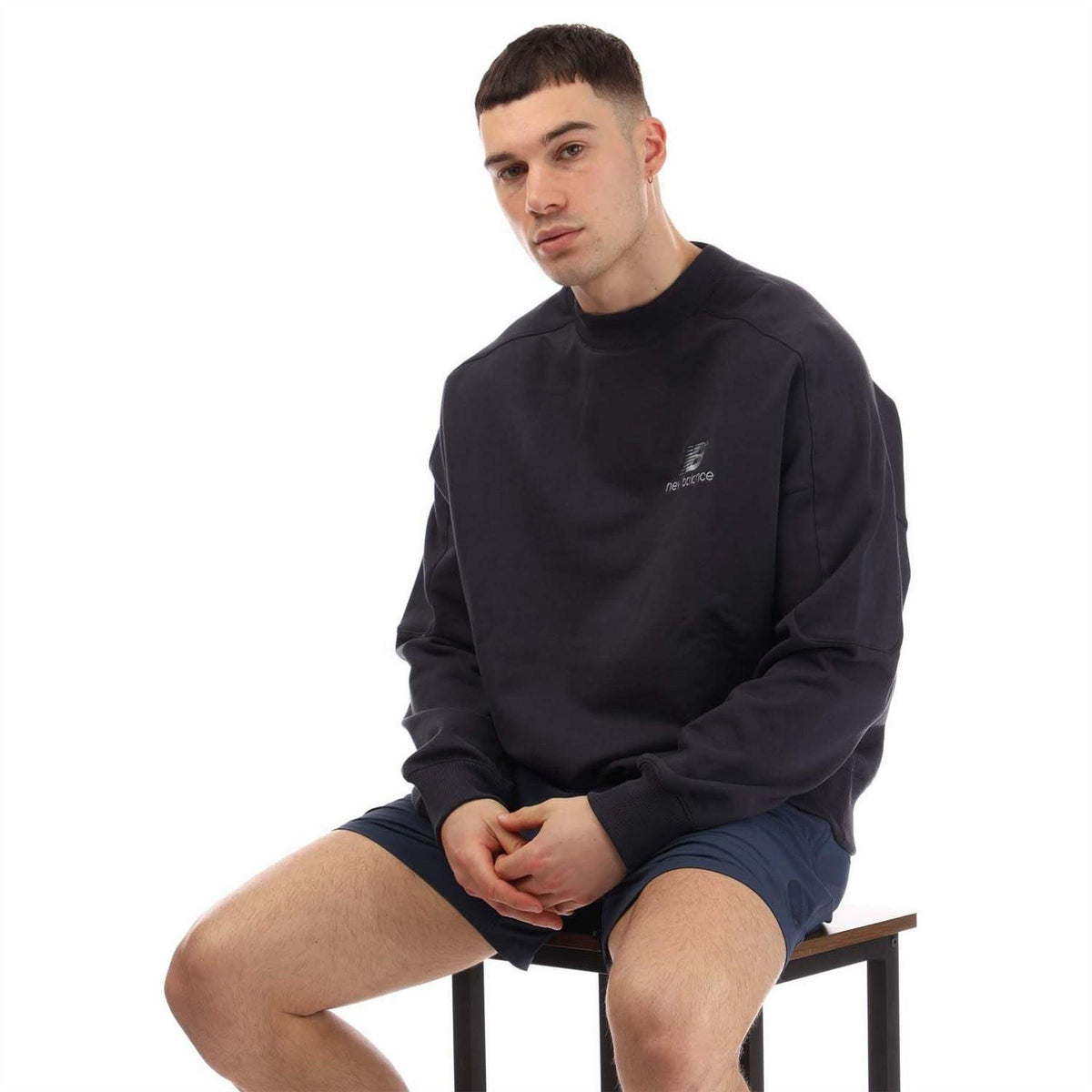 Navy - Lifestyle - New Balance Mens French Terry Crew Neck Sweatshirt
