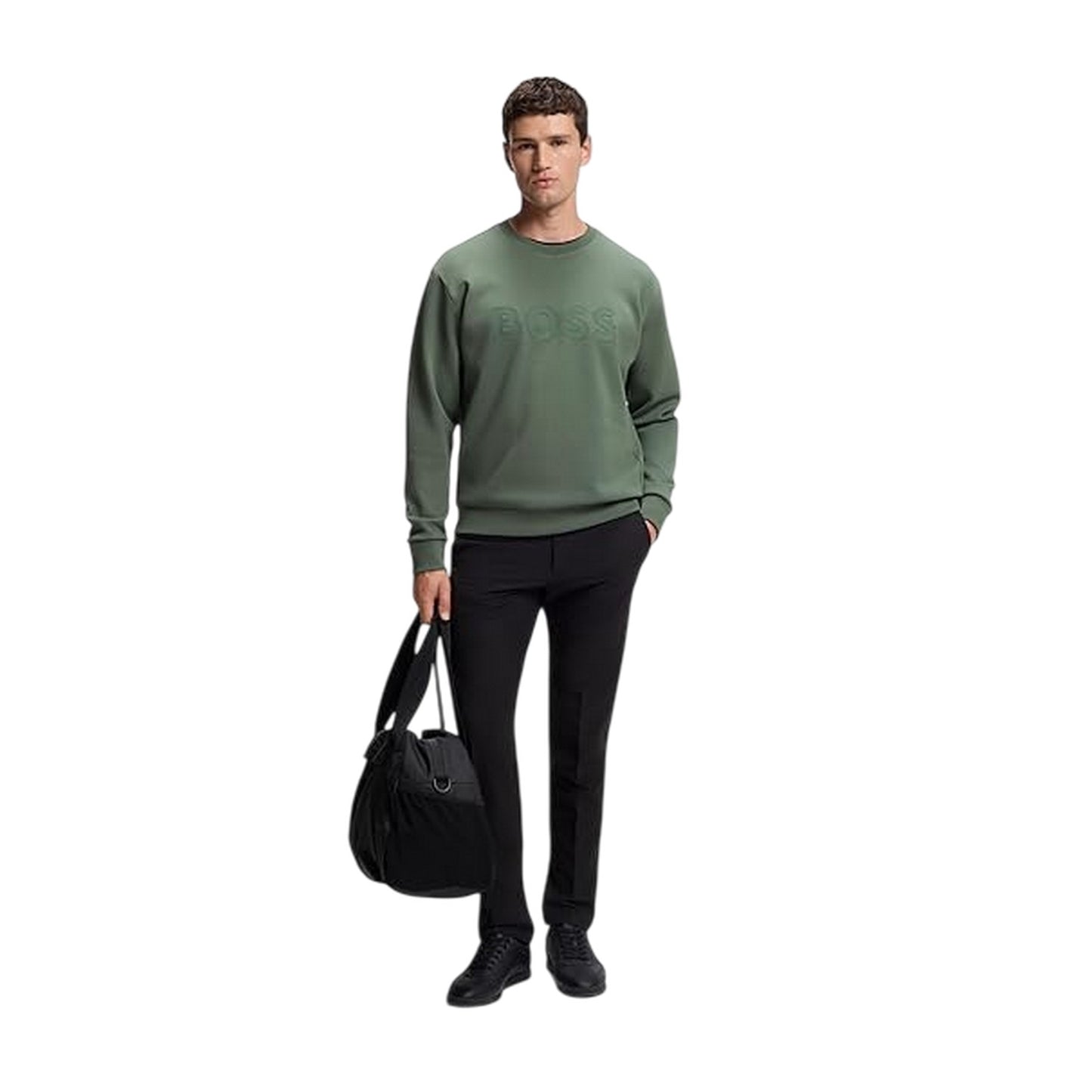 Green - Side - Boss Mens Salbo Cotton Sweatshirt