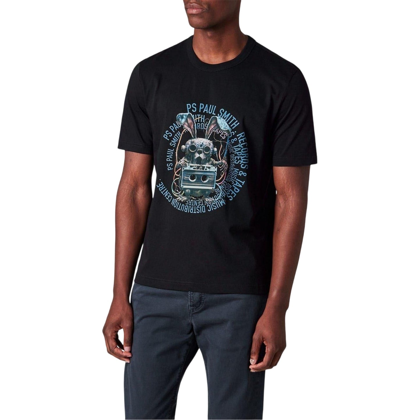 Black - Side - Paul Smith Mens Bunny Tapered T-Shirt