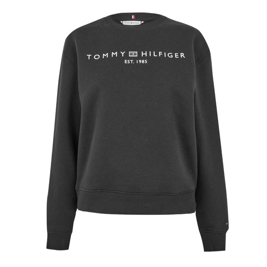 Black - Front - Tommy Hilfiger Womens-Ladies Cotton Blend Regular Sweatshirt