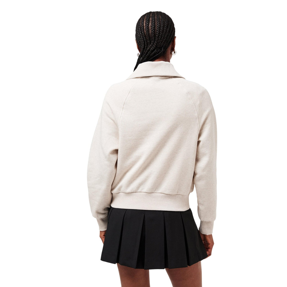 Oatmilk Heather - Lifestyle - Tommy Hilfiger Womens-Ladies Curve Classic Script Zip Neck Raglan Sweatshirt