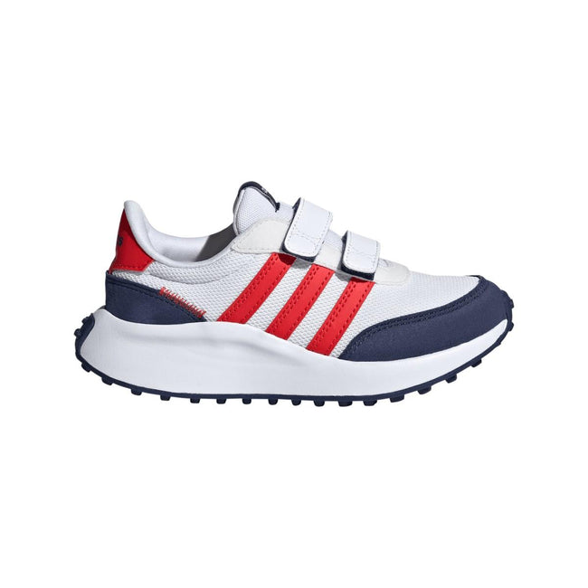 White-Blue-Red - Front - Adidas Childrens-Kids Run 70s Suede Trainers
