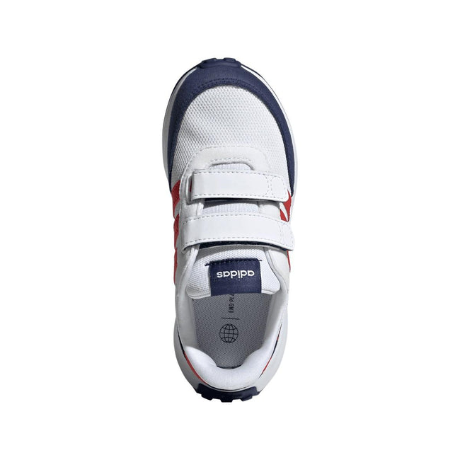 White-Blue-Red - Side - Adidas Childrens-Kids Run 70s Suede Trainers