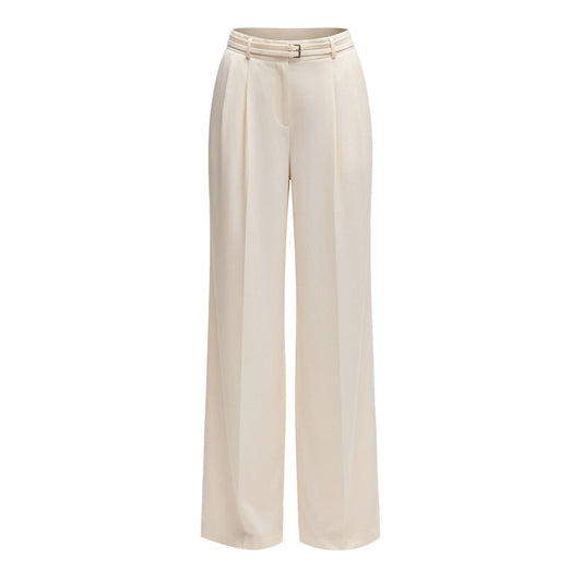White - Front - Boss Womens-Ladies Taualy-W Relaxed Fit Trousers
