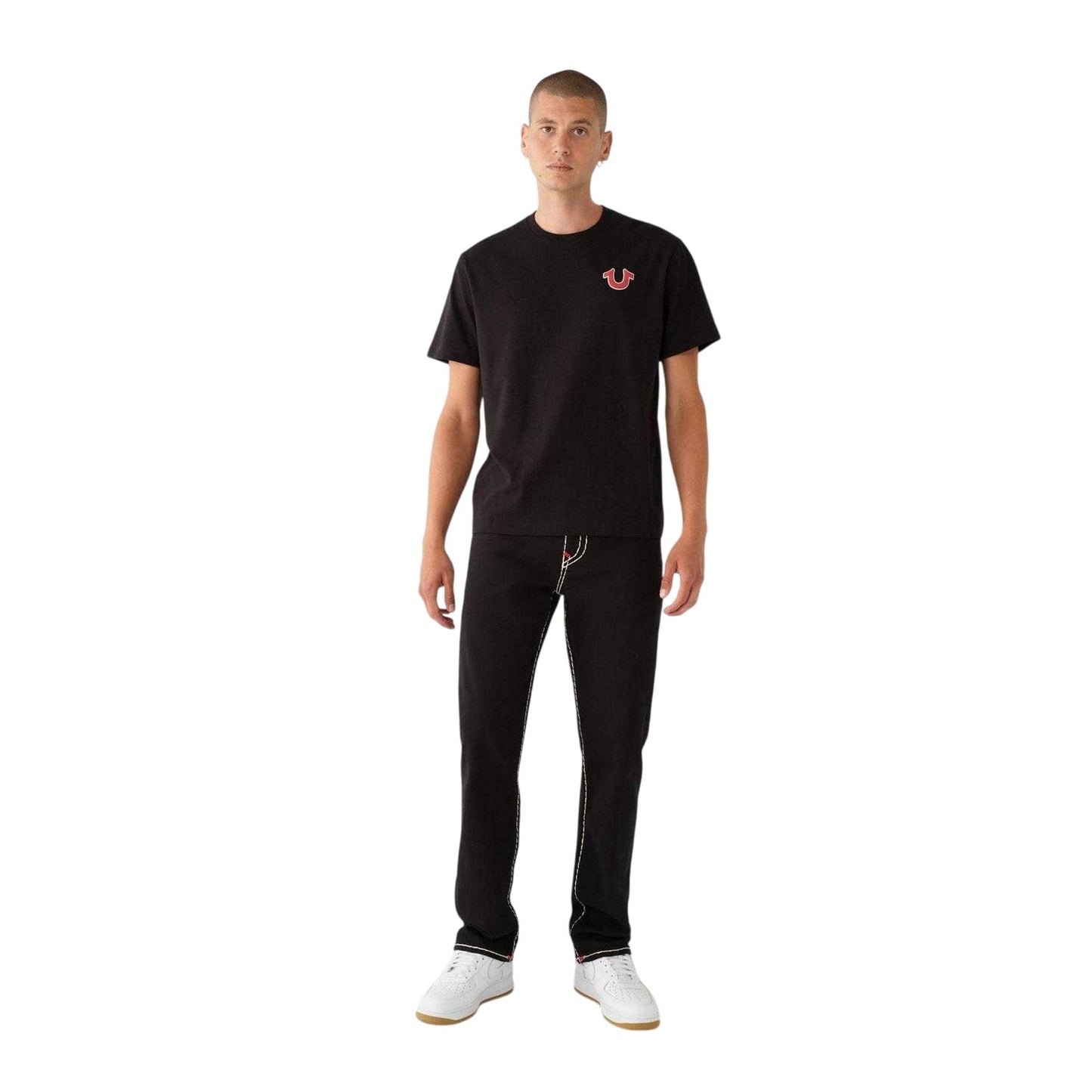 Jet Black - Side - True Religion Mens Heritage Back Print T-Shirt