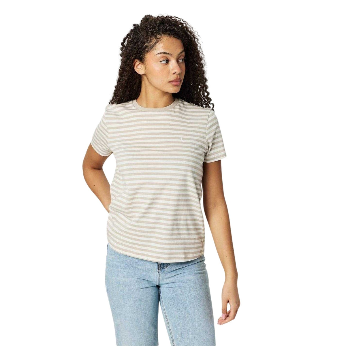 Stone - Lifestyle - Jack Wills Womens-Ladies Endmoor Stripe Boyfriend T-Shirt