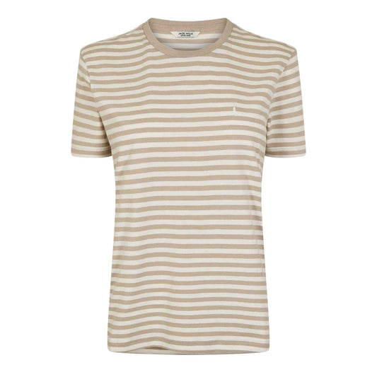 Stone - Front - Jack Wills Womens-Ladies Endmoor Stripe Boyfriend T-Shirt