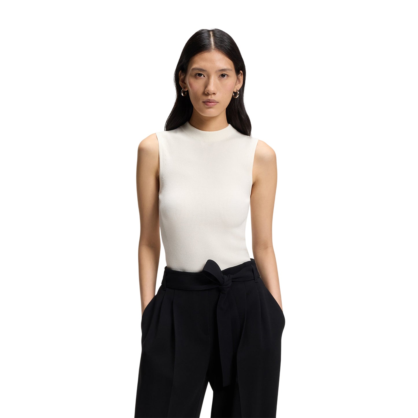 White - Side - Boss Womens-Ladies Feskies Knitted Slim Top
