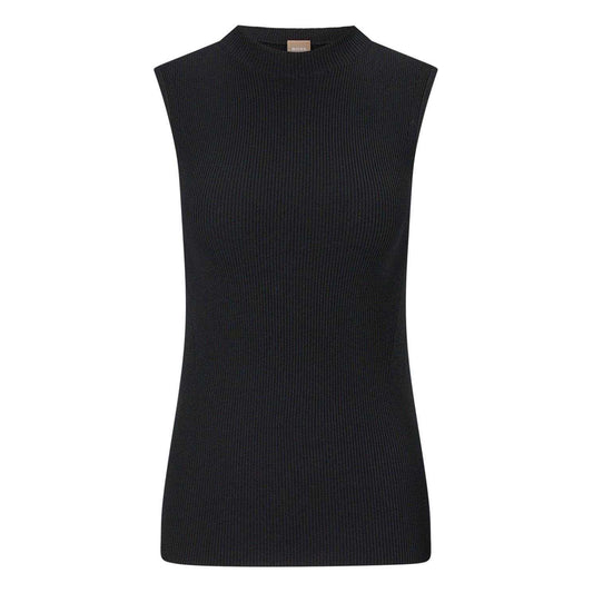 Black - Front - Boss Womens-Ladies Feskies Knitted Slim Top