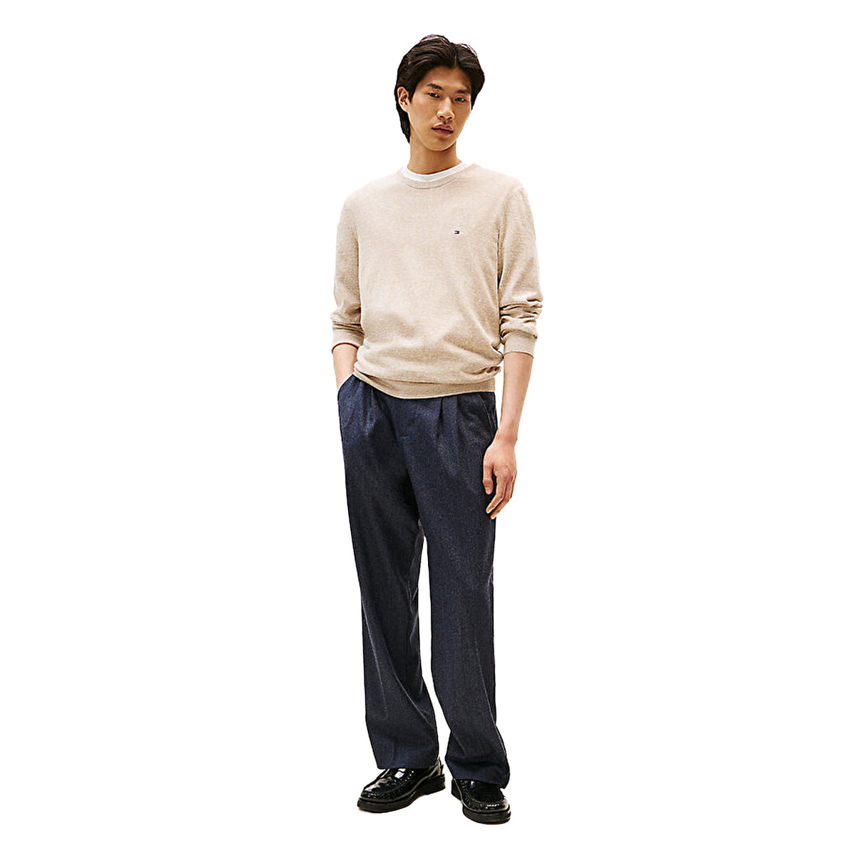 Oatmilk Beige - Lifestyle - Tommy Hilfiger Mens Sweater Top